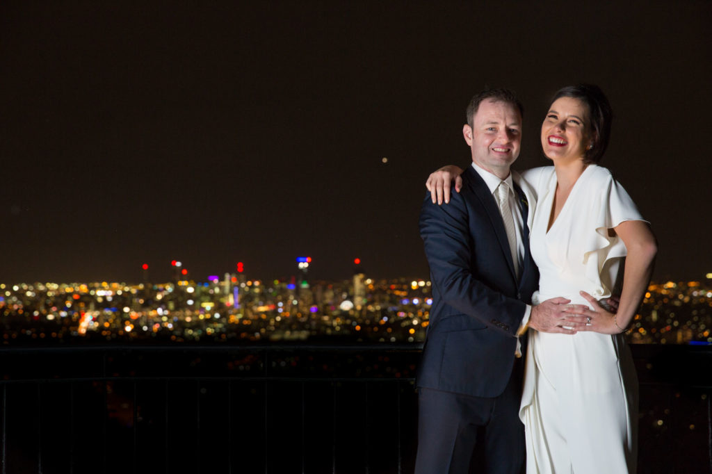 Pahia and Tom The Summit Mount Coot-tha Wedding Reception Photographer Anna Osetroff Night Time Flash Photography Brisbane City View